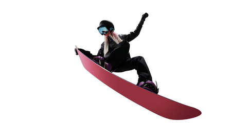 Snowboarding isolated on white.