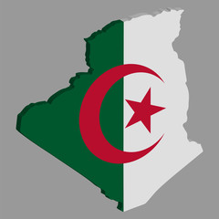 3D Algeria map flag vector in official color. Vector illustration