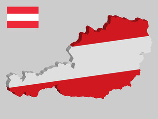 3D Austria Map and Flag Vector illustration eps 10