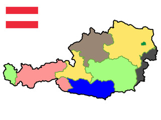 3D Austria Map and Flag Vector illustration eps 10