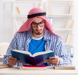 Arab student preparing for university exams