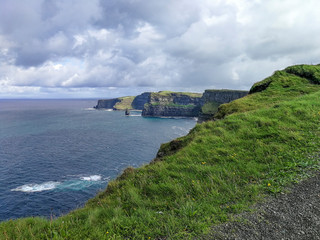 View of the famous Cliffs of Moher in County Clare, Ireland - taken on a sunny summer day
