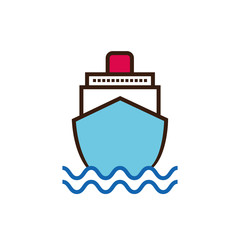 Isolated ship line and fill vector design