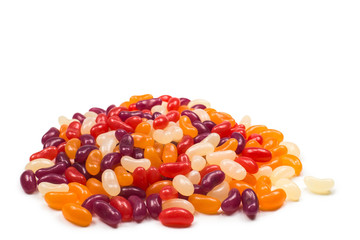 Colorful jelly beans isolated on white.