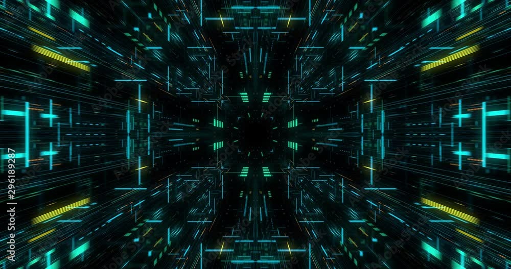 Poster quantum computer environment with digital technology, processing unit of an advanced artificial inte