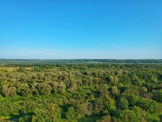 Fototapeta na wymiar Rural summer landscape from the drone