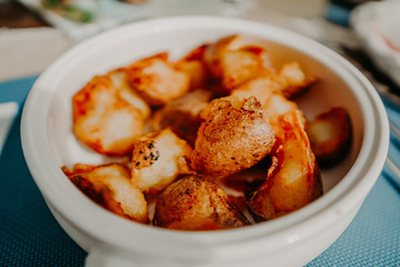 boiled and then roasted potatoes