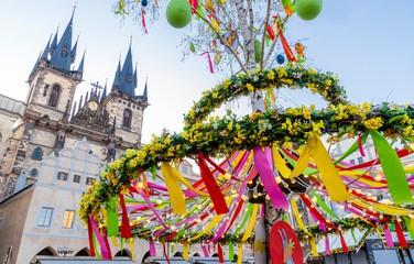 Easter decoration on the old town square, Prague, Czech Republic