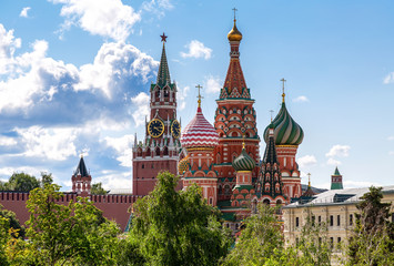 Moscow Kremlin, Cathedral of Vasily Blessed in summer day