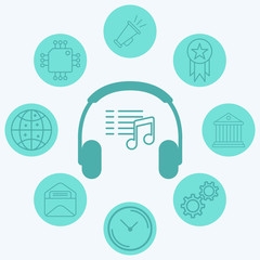 Headphone vector icon sign symbol