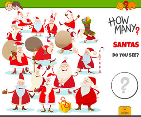 Fototapeta na wymiar how many Santa Claus characters task for kids