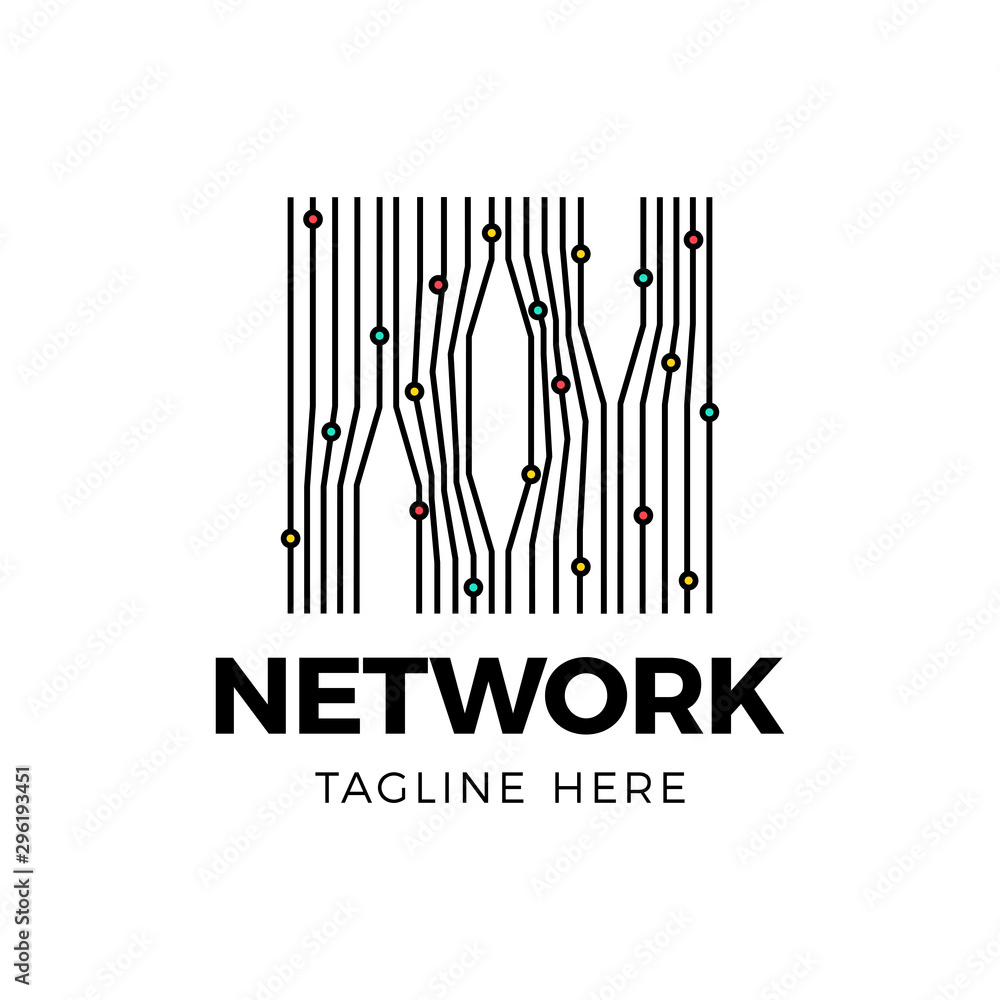 Poster digital network vector block chain logo technology icon. digital vector modern symbol. company logot