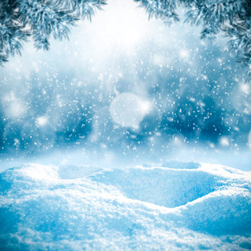 winter background of free space and snowflakes decoration 