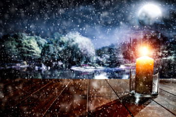 Winter window background and free space for your decoration 