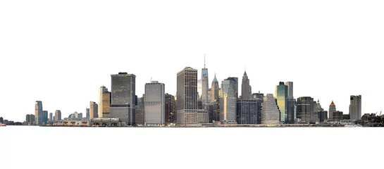 Foto op Plexiglas Skyline De horizon van Manhattan die op wit wordt geïsoleerd.