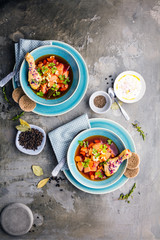 Homemade delicious warming chicken soup