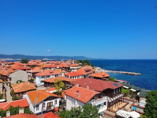 Fototapeta premium Sea shore landscape from drone