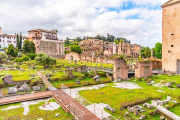 Ancient Roman Forum panoramic view, Rome, Italy