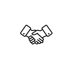 Handshake icon for impact.Outline deal or trust vector icon for web design isolated on white background. Company vision. Value commitement infographic.