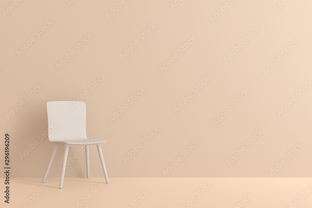 Wall mural white chair in living room for interior or graphic backgrounds. minimal style concept. pastel color 