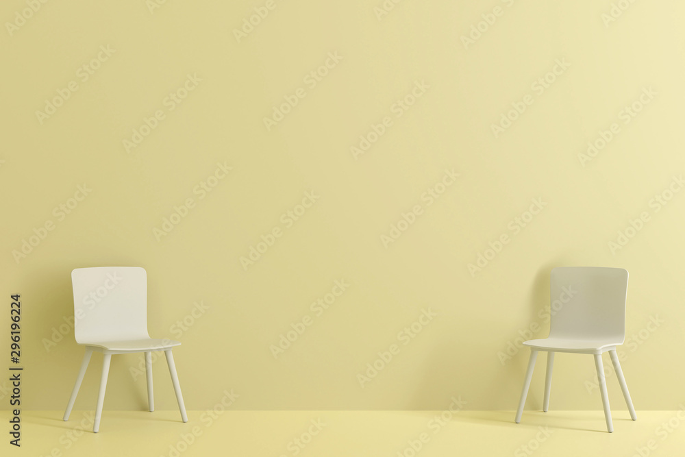 Wall mural white chair in living room for interior or graphic backgrounds. minimal style concept. pastel color 