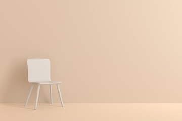 white chair in living room for interior or graphic backgrounds. Minimal style concept. pastel color style.
