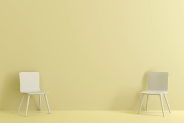 white chair in living room for interior or graphic backgrounds. Minimal style concept. pastel color style.