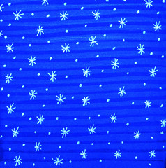 white snowflakes background on blue winter and cold background