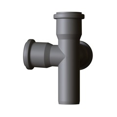Plastic sewer pipe grey on white background, isolated. 3D rendering of excellent quality in high resolution. It can be enlarged and used as a background or texture.