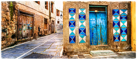 Charming old colorful streets of Greece, Rethymno town in Crete
