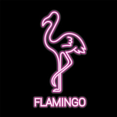 Flamingo neon light. Vector illustration EPS 10