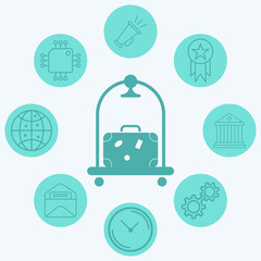 Hotel trolley vector icon sign symbol