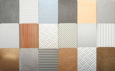 Samples of metal laminate, plastic with a metal coating.