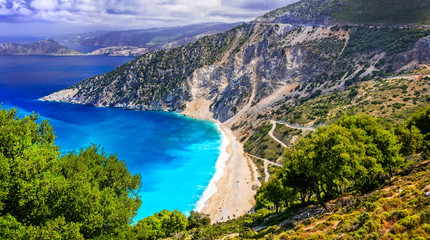 One of the most beautiful beaches of Greece- Myrtos bay in Kefalonia, Ionian islands