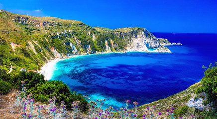 Amazing Greece series - beautiful beach Petani in Kefalonia. Ionian islands © Freesurf