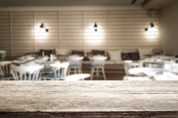 desk of free space and blurred bar 