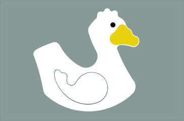 Eine weiße Ente auf grauen Hintergrund