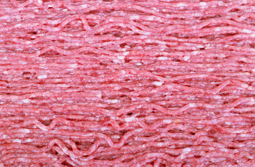 Texture of raw minced meat . Top view.