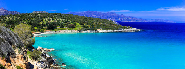 Most beautiful beaches of Crete island -Istron bay near Agios Nikolaos, Greece