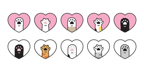 cat paw vector kitten icon footprint Heart Valentine logo symbol cartoon character illustration doodle design