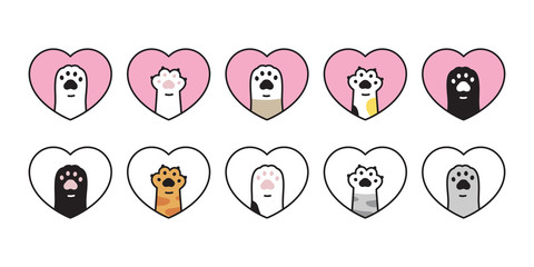 cat paw vector kitten icon footprint Heart Valentine logo symbol cartoon character illustration doodle design © CNuisin
