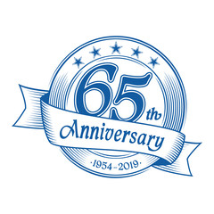 65th anniversary design template. 65 years celebration logo. Vector and illustration.