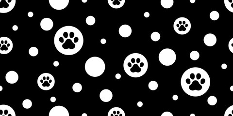 Fototapeta na wymiar dog paw seamless pattern footprint vector polka dot french bulldog icon cartoon scarf isolated repeat wallpaper tile background illustration doodle design