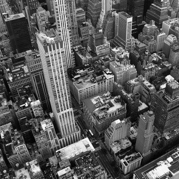 New York City from above in Black and White
