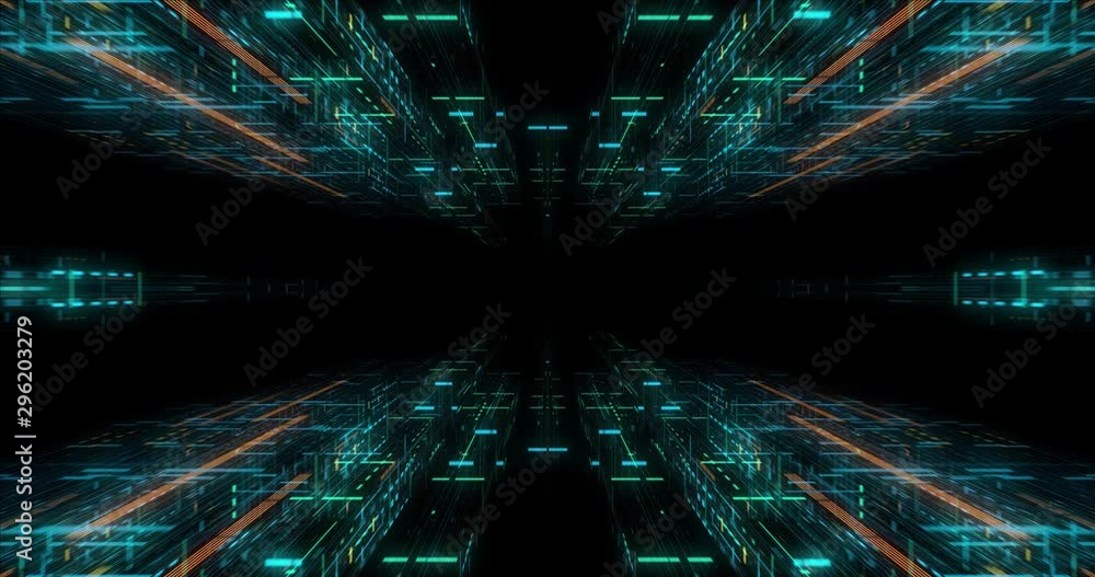 Poster quantum computer environment with digital technology, processing unit of an advanced artificial inte