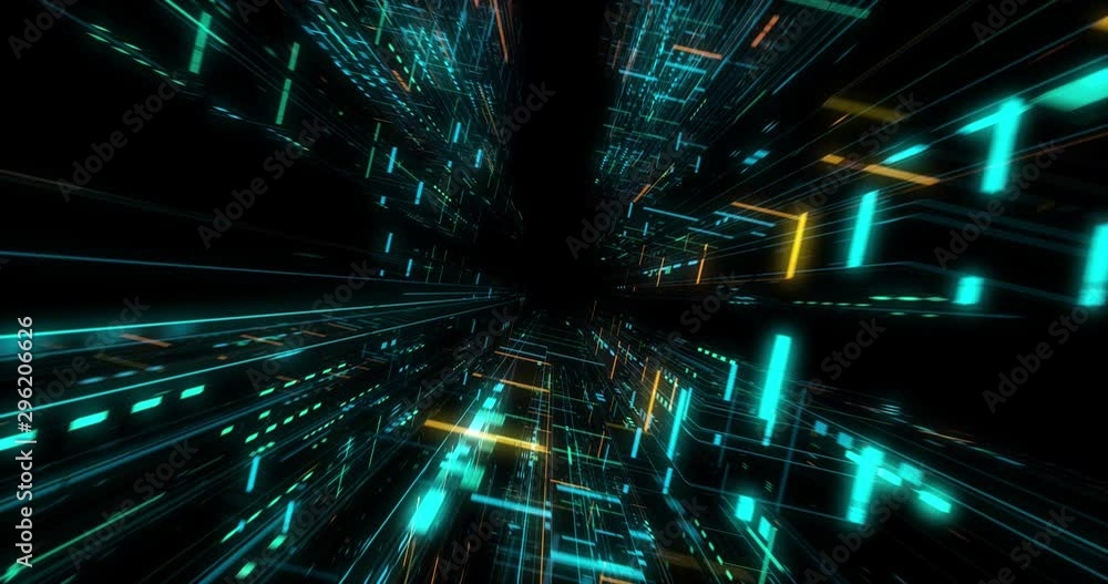 Poster quantum computer environment with digital technology, processing unit of an advanced artificial inte