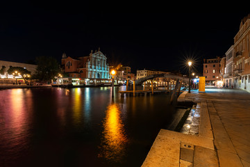 Fototapeta na wymiar Grand Canal at night, It is one of the main tourist attractions in Venice Italy