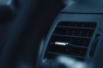 Fototapeta na wymiar ventilation grille on dashboard in modern car
