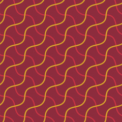 beautiful red and gold seamless geometric pattern tile with overlapping wavy lines. ethnic design for textile, fabric, wallpaper, background, backdrop, covers and creative surfaces. seamless design.