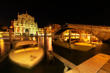 Night view of Santa maria di nazareth church venice Italy.